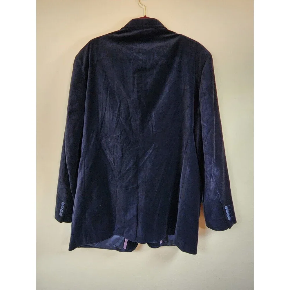 Alfani Velvet Velour Sport Coat Blazer Mens XL Black Notch Lapel 2 Button Retro‎